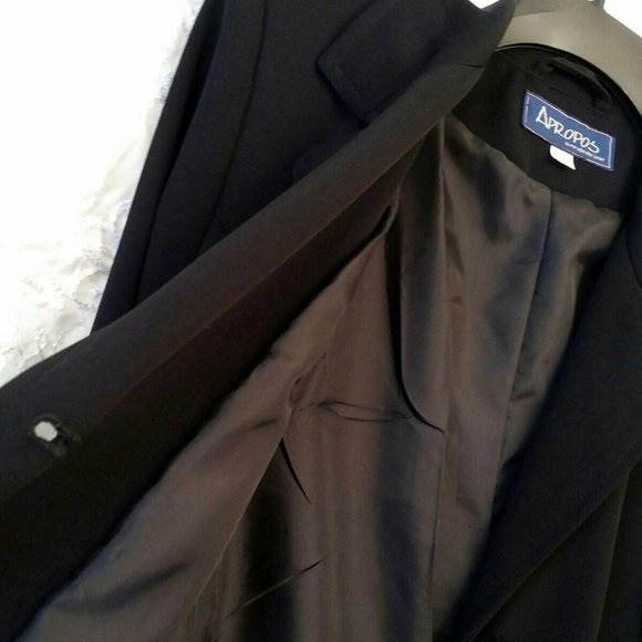 RARE Vintage Black Maxi-Trench Coat, size 9 - Picture 8 of 10